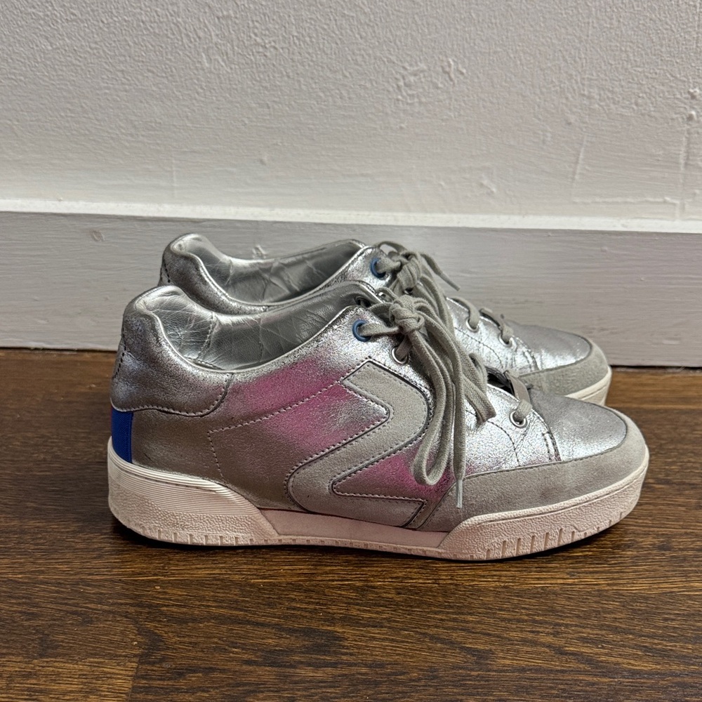 Stella McCartney Sneakers Silver Vegan Leather Trainers Low Top 38